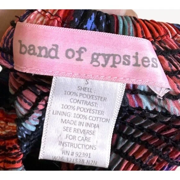 Band Of Gypsies Striped Corset Bustier Mini Dress Smocking Red Blue Size Small - Picture 12 of 13